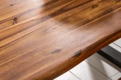 Massiver Baumstamm Esstisch GENESIS 180cm Akazie Baumkante Kufengestell Industrial Finish