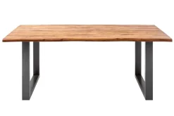 Massiver Baumstamm Esstisch GENESIS 180cm Akazie Baumkante Kufengestell Industrial Finish