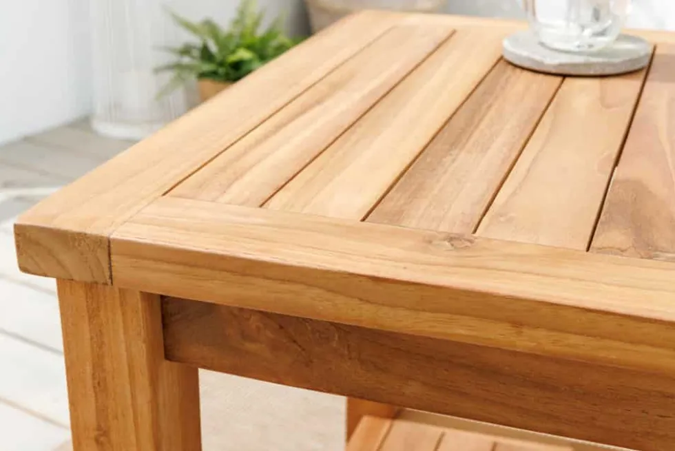 Massiver Beistelltisch EMPIRE TEAK 50cm natur Teakholz