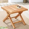 Massiver Beistelltisch EMPIRE TEAK 45cm natur Teakholz wetterfest
