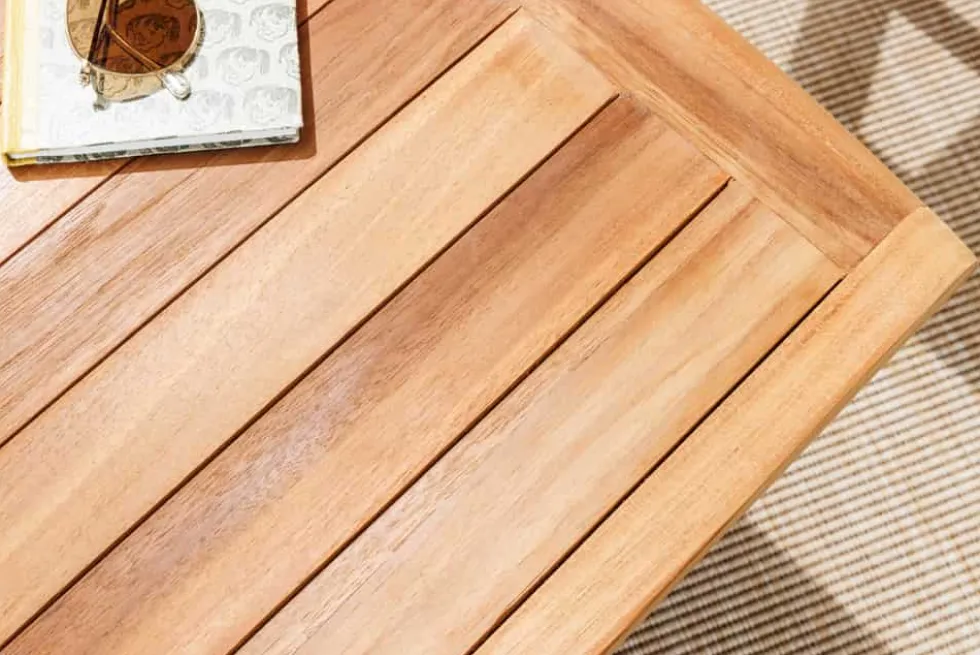 Massiver Beistelltisch EMPIRE TEAK 45cm natur Teakholz wetterfest