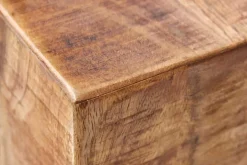 Massiver Beistelltisch FACTORY 45cm natur Mangoholz geflammt auf Rollen