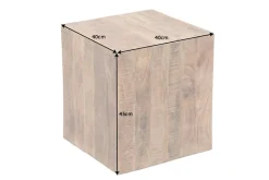 Massiver Beistelltisch FACTORY 45cm natur Mangoholz geflammt auf Rollen