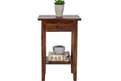 Massiver Beistelltisch HEMINGWAY 55cm coffee Mahagoniholz Shabby Chic Telefontisch
