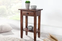 Massiver Beistelltisch HEMINGWAY 55cm coffee Mahagoniholz Shabby Chic Telefontisch