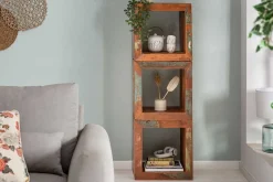 Massiver Beistelltisch JAKARTA 45cm bunt Cube aus recyceltem Holz Regal