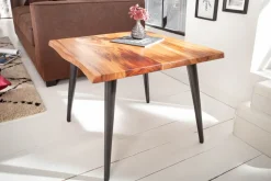 Massiver Beistelltisch ORGANIC LIVING 60cm braun Akazie Couchtisch Live Edge