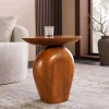 Massiver Beistelltisch ORGANIC 50cm braun Mangoholz oval Säulenfuß