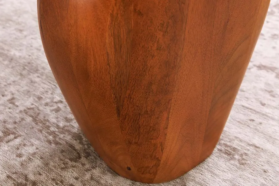 Massiver Beistelltisch ORGANIC 50cm braun Mangoholz oval Säulenfuß