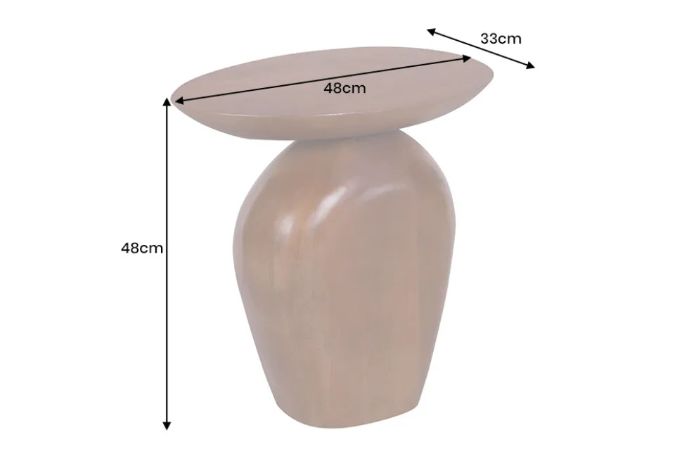 Massiver Beistelltisch ORGANIC 50cm braun Mangoholz oval Säulenfuß