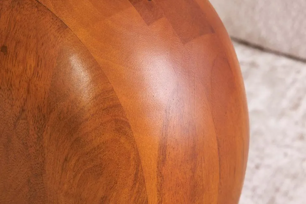 Massiver Beistelltisch ORGANIC 50cm braun Mangoholz oval Säulenfuß