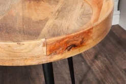 Massiver Beistelltisch PURE NATURE 45cm natur Mangoholz rund mit schwarzen Metallbeinen