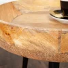 Massiver Beistelltisch PURE NATURE 35cm natur Mangoholz rund mit schwarzen Metallbeinen