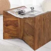 Massiver Beistelltisch PYRAMID 35cm braun Sheeshamholz stone finish Maserung Hocker
