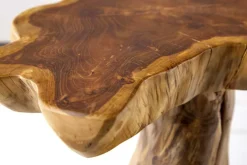 Massiver Beistelltisch ROOT 40cm Teakholz mit Jahresringen