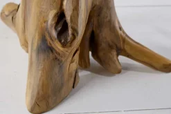 Massiver Beistelltisch ROOT 40cm Teakholz mit Jahresringen