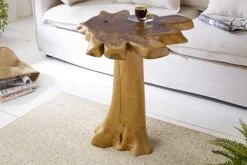 Massiver Beistelltisch ROOT 60cm Teakholz mit Jahresringen