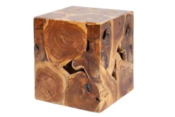 Massiver Beistelltisch SQUARE 40cm Teakholz Würfel Sitzhocker