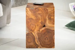 Massiver Beistelltisch SQUARE 30cm Teakholz Würfel Sitzhocker
