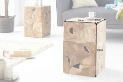 Massiver Beistelltisch SQUARE 30cm Teakholz Würfel Sitzhocker