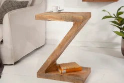Massiver Beistelltisch Z 45cm Mangoholz Z-Form in Handarbeit gefertigt