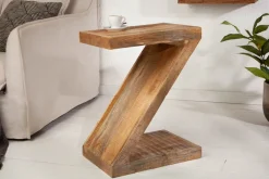 Massiver Beistelltisch Z 45cm Mangoholz Z-Form in Handarbeit gefertigt