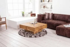 Massiver Couchtisch BOLT 70cm braun Mangoholz honey finish handmade