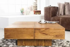 Massiver Couchtisch BOLT 70cm braun Mangoholz honey finish handmade