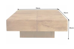 Massiver Couchtisch BOLT 70cm braun Mangoholz honey finish handmade