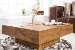 Massiver Couchtisch BOLT 70cm braun Mangoholz honey finish handmade