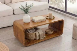 Massiver Couchtisch CUBUS 100cm braun honey finish Mangoholz handmade