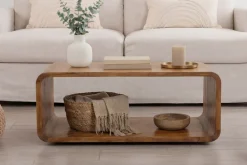 Massiver Couchtisch CUBUS 100cm braun honey finish Mangoholz handmade