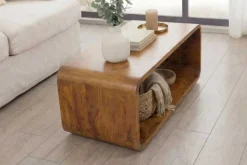Massiver Couchtisch CUBUS 100cm braun honey finish Mangoholz handmade