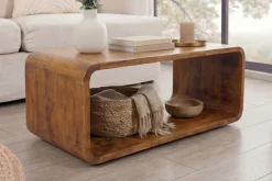 Massiver Couchtisch CUBUS 100cm braun honey finish Mangoholz handmade
