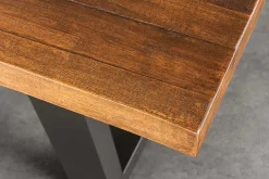 Massiver Couchtisch GENESIS 110cm braun anthrazit Akazie Baumkante Kufengestell