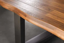Massiver Couchtisch GENESIS 110cm braun anthrazit Akazie Baumkante Kufengestell