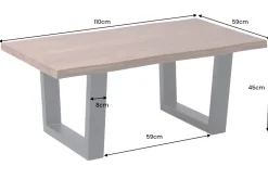 Massiver Couchtisch GENESIS 110cm braun Akazienholz Baumkante V-Gestell