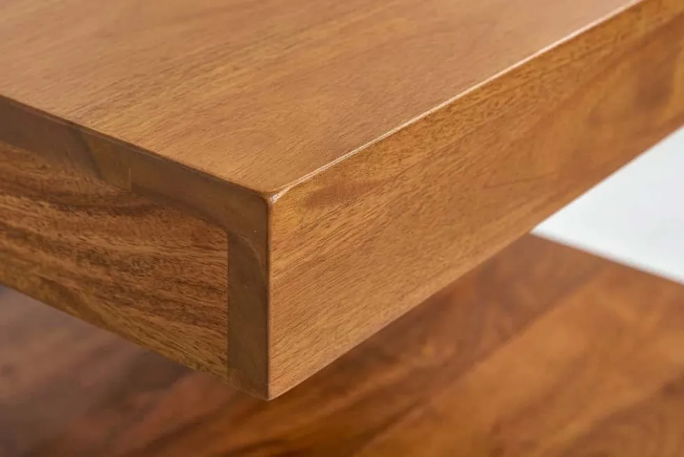 Massiver Couchtisch GIANT 45cm braun honey finish Mangoholz mit Ablagefach