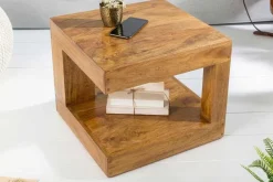 Massiver Couchtisch GIANT 45cm braun honey finish Mangoholz mit Ablagefach