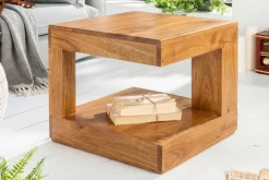 Massiver Couchtisch GIANT 45cm braun honey finish Mangoholz mit Ablagefach