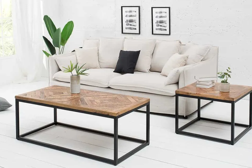 Massiver Couchtisch INFINITY HOME 100cm Mangoholz Industrial Design