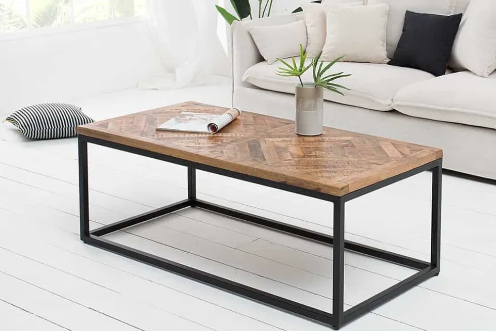 Massiver Couchtisch INFINITY HOME 100cm Mangoholz Industrial Design