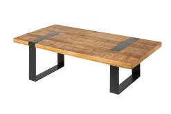 Massiver Couchtisch IRON CRAFT 100cm braun natur Mangoholz schwarz Metall