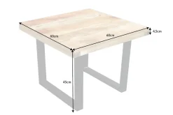 Massiver Couchtisch IRON CRAFT 60cm Mangoholz Industrial Design