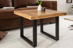 Massiver Couchtisch IRON CRAFT 60cm Mangoholz Industrial Design