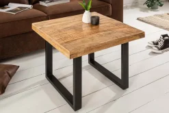 Massiver Couchtisch IRON CRAFT 60cm Mangoholz Industrial Design