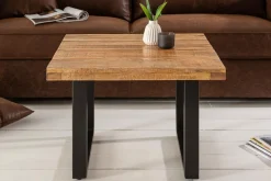 Massiver Couchtisch IRON CRAFT 60cm Mangoholz Industrial Design