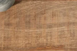 Massiver Couchtisch IRON CRAFT 100cm Mangoholz mit Schublade schwarzes Metallgestell