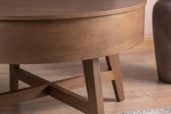 Massiver Couchtisch KYOTO 70cm braun Mangoholz im Walnuss-Design mit Stauraum