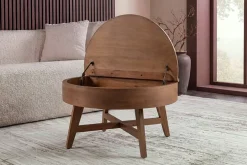 Massiver Couchtisch KYOTO 70cm braun Mangoholz im Walnuss-Design mit Stauraum